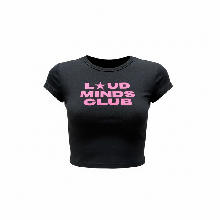 Black crop top with pink &