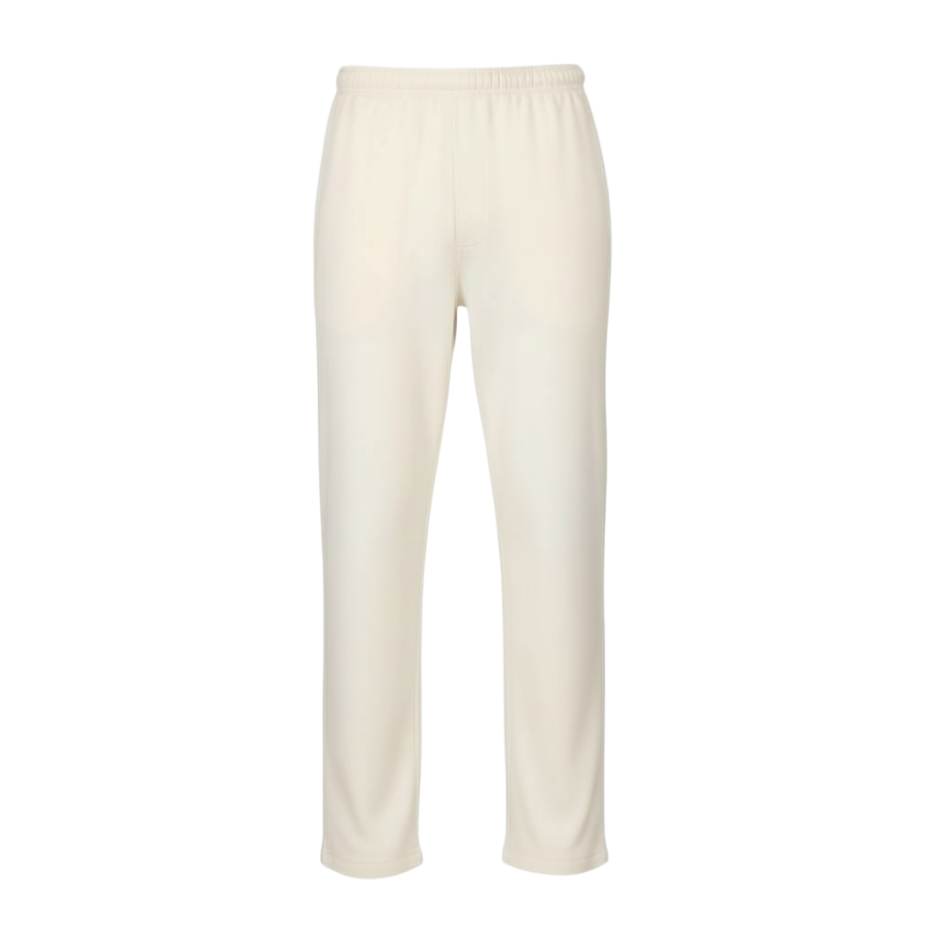 Loud Minds The Iconic Fleece Straight Leg Pant in white organic cotton fleece, straight leg, front view