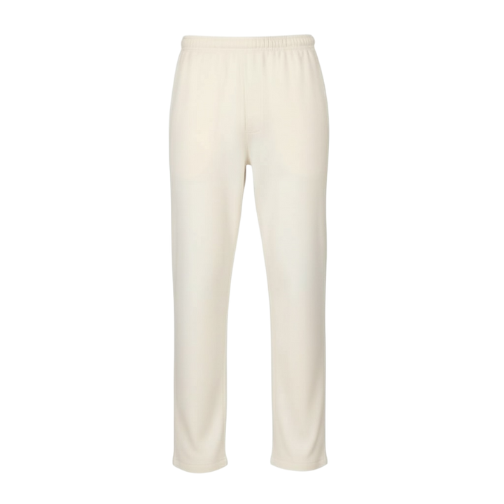 Loud Minds The Iconic Fleece Straight Leg Pant in white organic cotton fleece, straight leg, front view
