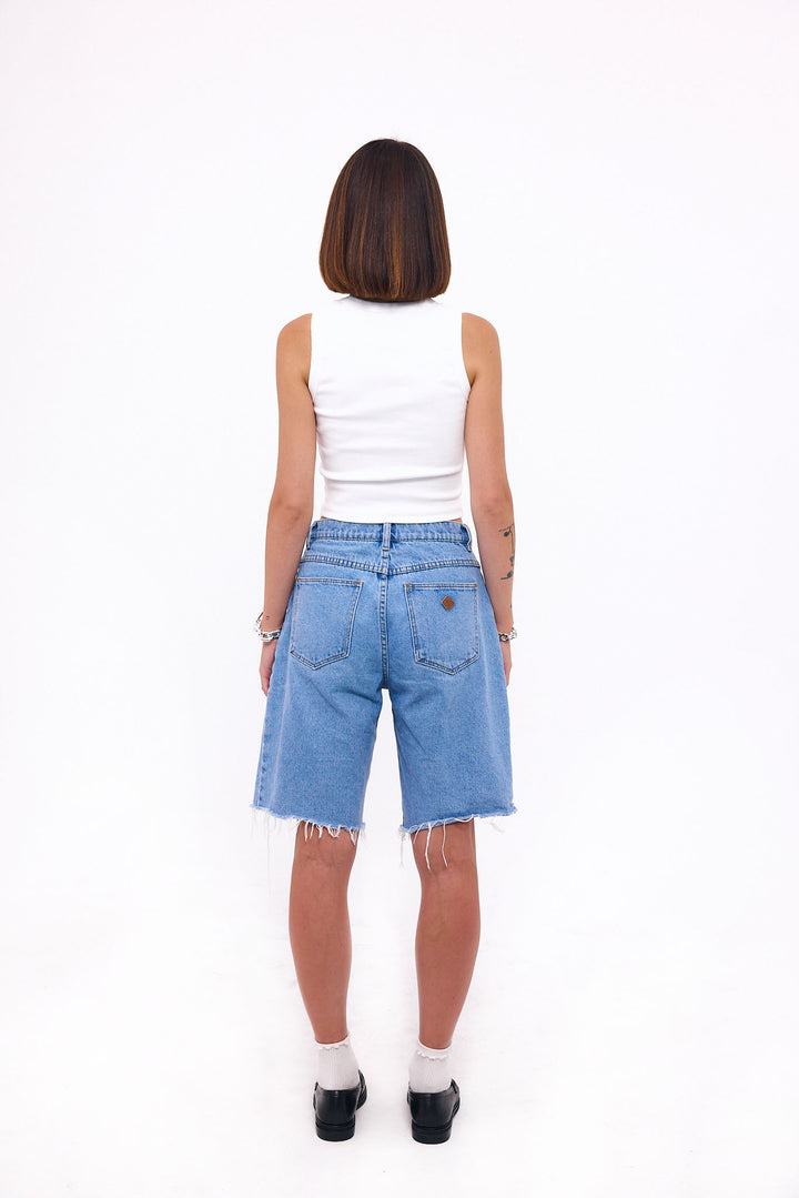 Loud Minds Your Favorite Ribbed Tank in white ribbed cotton with houndstooth embroidery, fabric detail