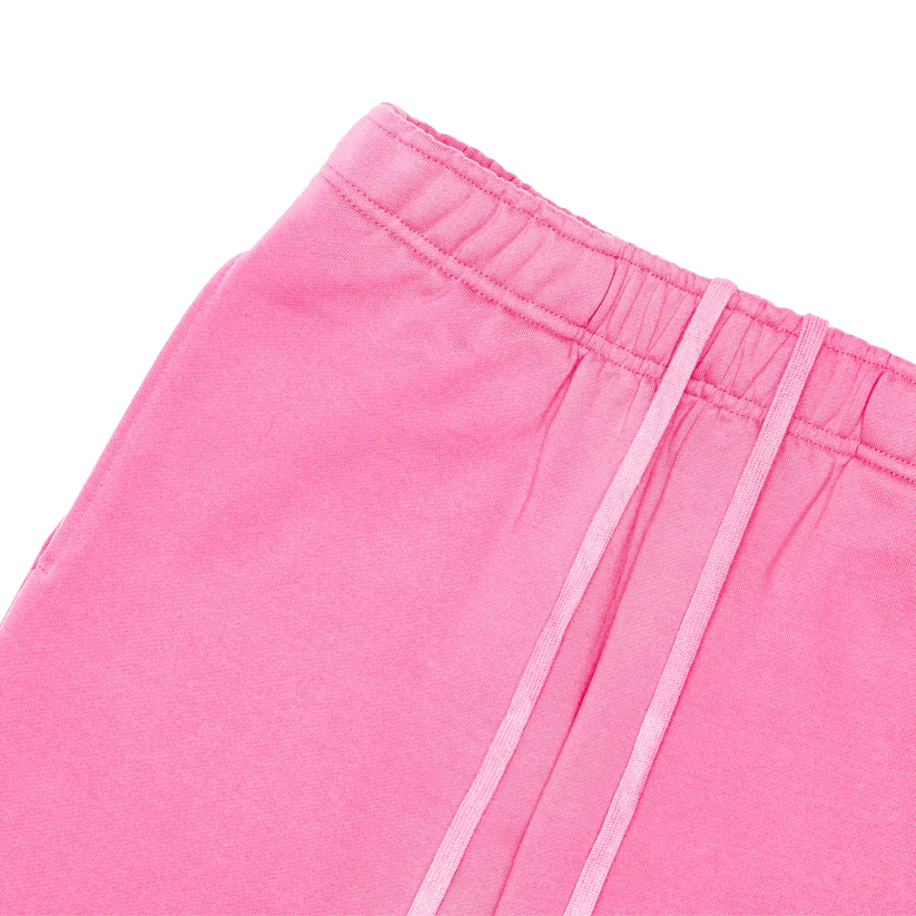 Loud Minds Club Pink Sweatpant in bubblegum pink cotton fleece, straight-leg cropped, back view