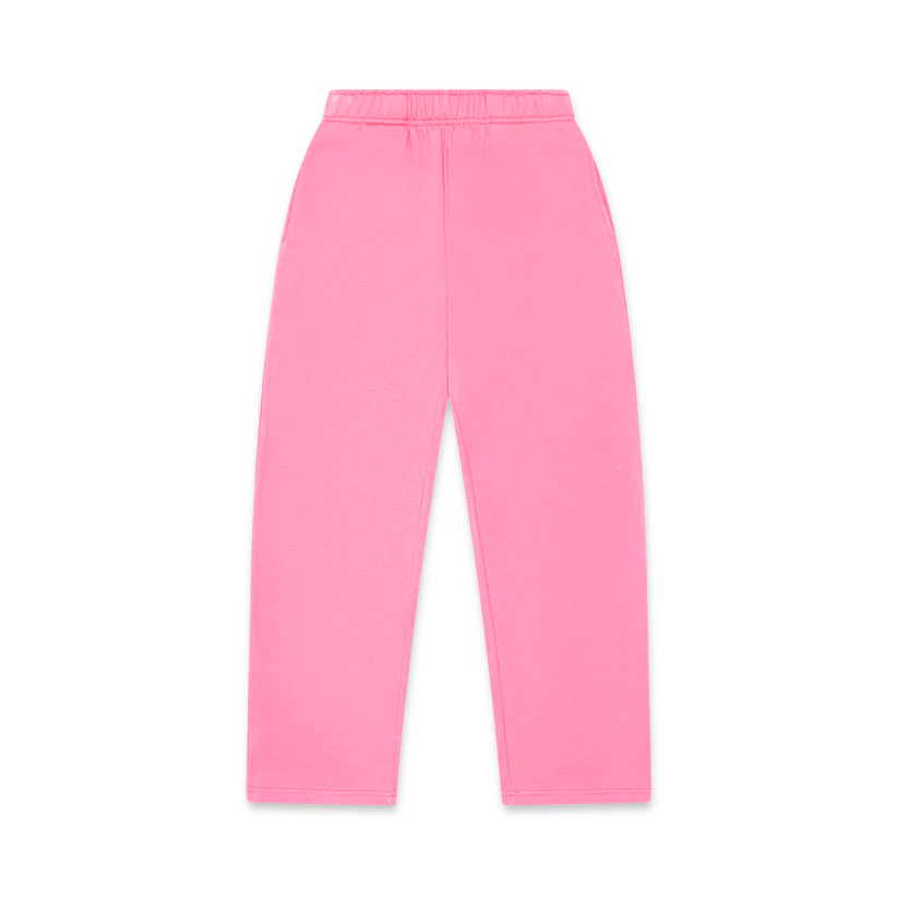 Loud Minds Club Pink Sweatpant in bubblegum pink cotton fleece, straight-leg cropped, front view