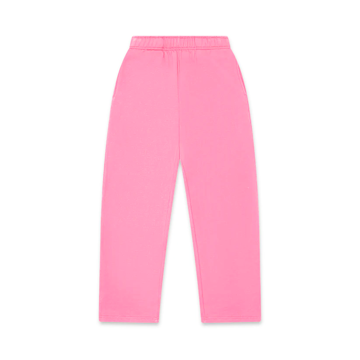 Loud Minds Club Pink Sweatpant in bubblegum pink cotton fleece, straight-leg cropped, front view
